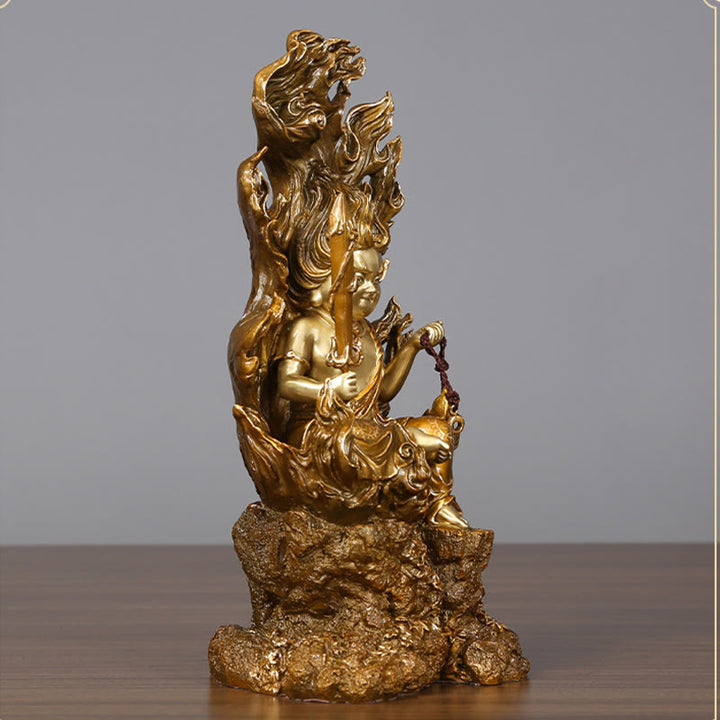 Buddha Stones Figura de Buda Acalanatha Estatua de Serenidad Cobre Decoración de Ofrenda para el Hogar