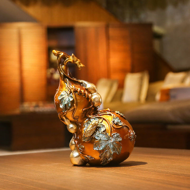 Buddha Stones Gourd Dorada Estatua de Latón y Cobre Decoración de Escritorio para el Hogar - image 1