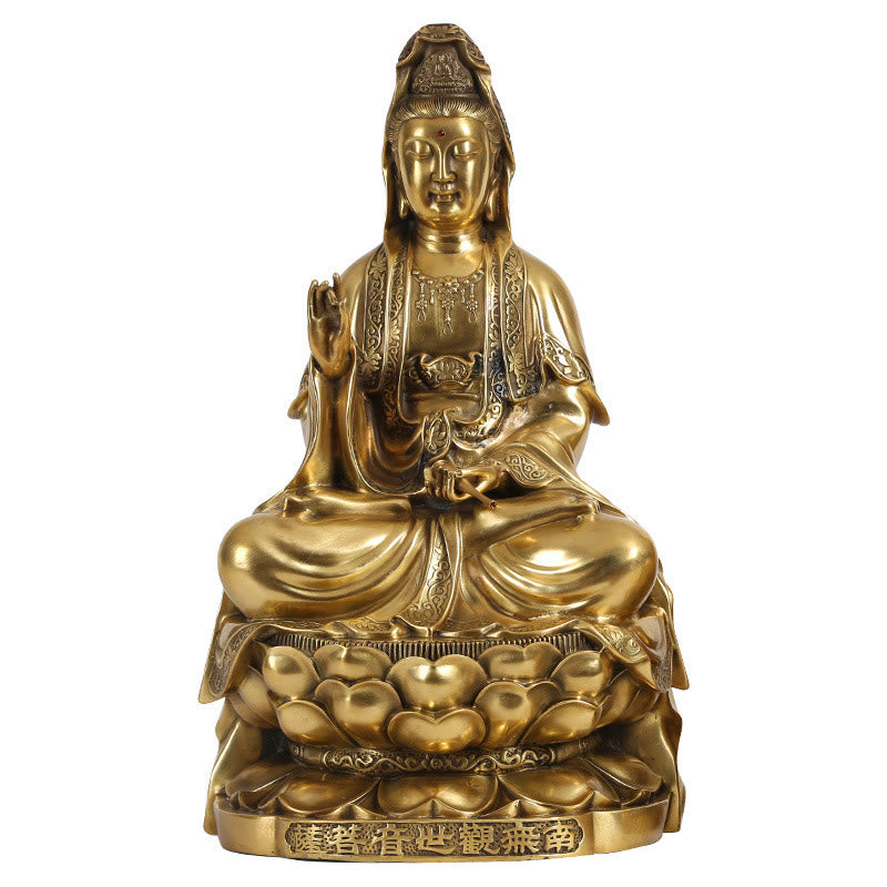 Estatua de Buda Piedras Kwan Yin Avalokitesvara Riqueza Bronce Cobre Decoración para Escritorio en Casa - image 12
