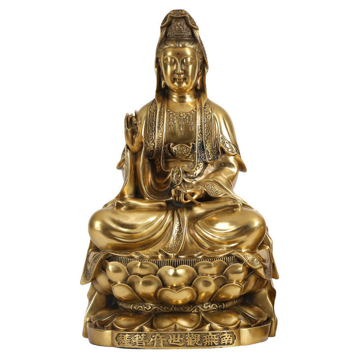 Estatua de Buda Piedras Kwan Yin Avalokitesvara Riqueza Bronce Cobre Decoración para Escritorio en Casa - image 12