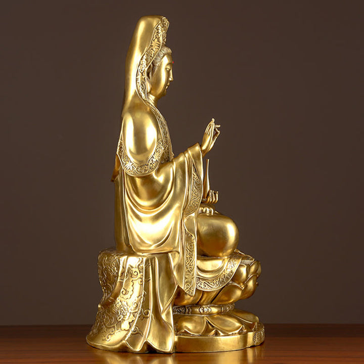 Estatua de Buda Piedras Kwan Yin Avalokitesvara Riqueza Bronce Cobre Decoración para Escritorio en Casa