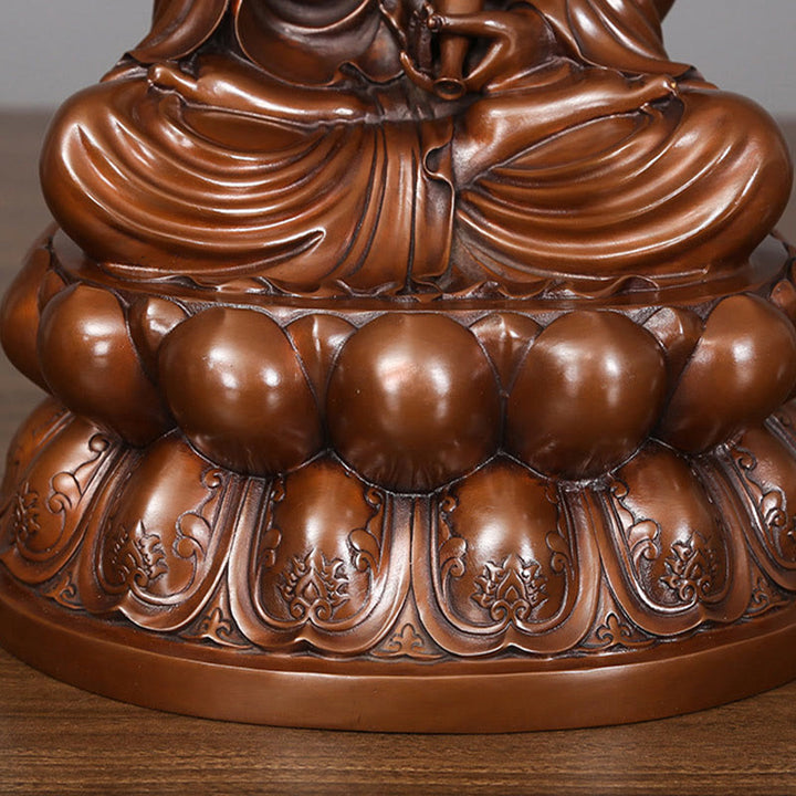 Buddha Stones Estatua de Cobre de la Riqueza del Loto de Kwan Yin Avalokitesvara para la Decoración de Escritorio en el Hogar