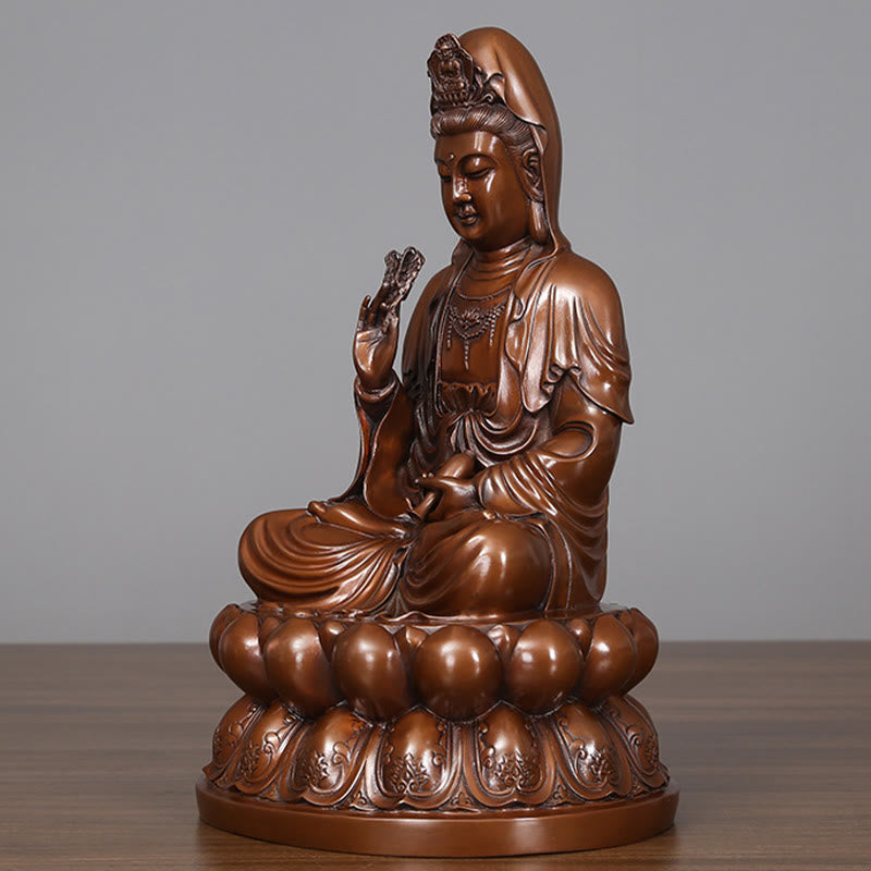 Buddha Stones Estatua de Cobre de la Riqueza del Loto de Kwan Yin Avalokitesvara para la Decoración de Escritorio en el Hogar - image 18