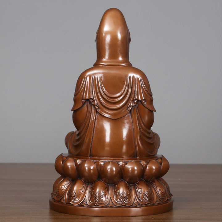 Buddha Stones Estatua de Cobre de la Riqueza del Loto de Kwan Yin Avalokitesvara para la Decoración de Escritorio en el Hogar