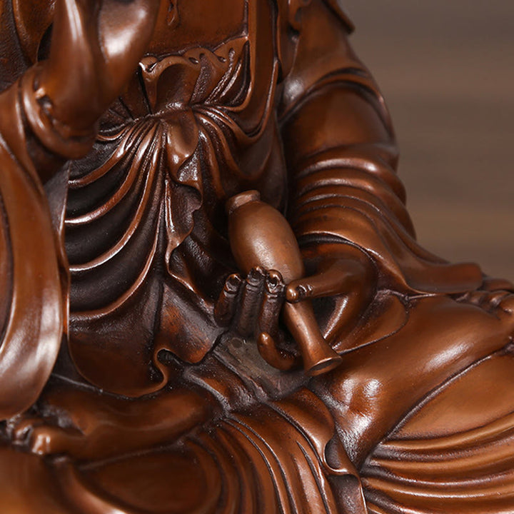 Buddha Stones Estatua de Cobre de la Riqueza del Loto de Kwan Yin Avalokitesvara para la Decoración de Escritorio en el Hogar - image 11