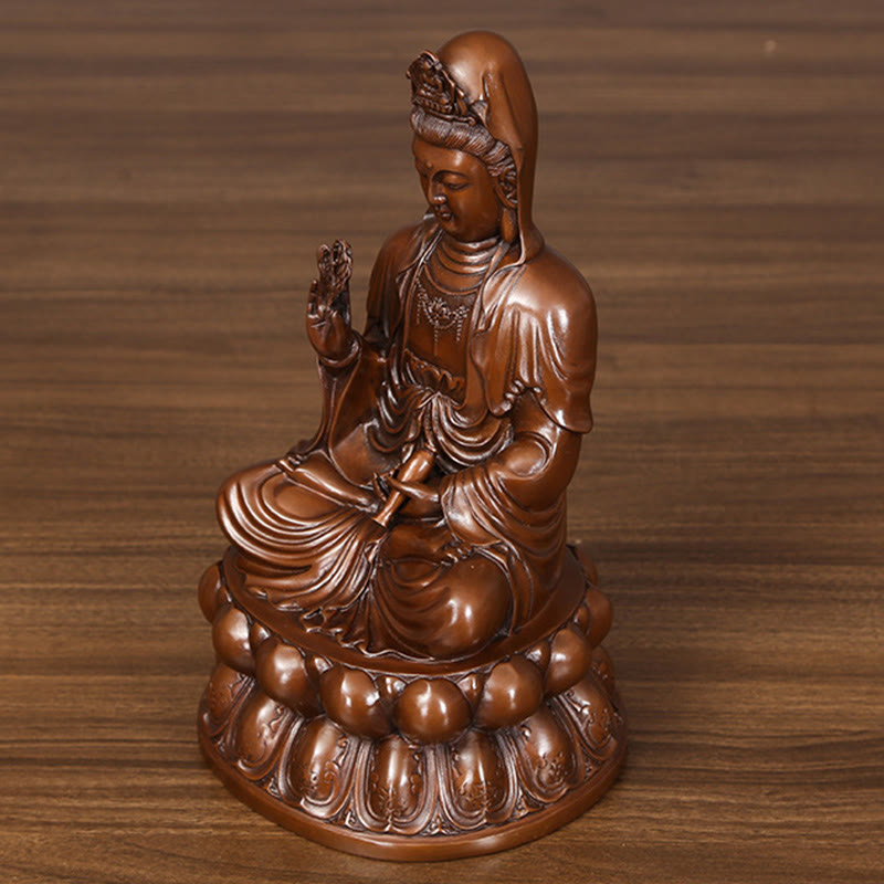 Buddha Stones Estatua de Cobre de la Riqueza del Loto de Kwan Yin Avalokitesvara para la Decoración de Escritorio en el Hogar - image 14