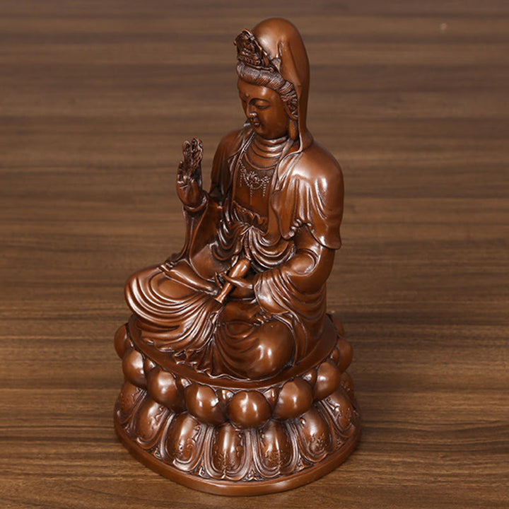 Buddha Stones Estatua de Cobre de la Riqueza del Loto de Kwan Yin Avalokitesvara para la Decoración de Escritorio en el Hogar - image 14