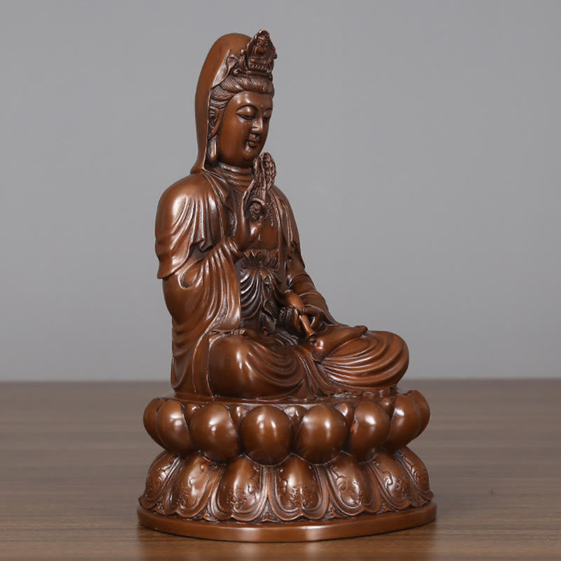 Buddha Stones Estatua de Cobre de la Riqueza del Loto de Kwan Yin Avalokitesvara para la Decoración de Escritorio en el Hogar - image 17