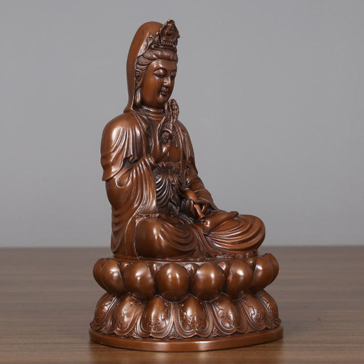 Buddha Stones Estatua de Cobre de la Riqueza del Loto de Kwan Yin Avalokitesvara para la Decoración de Escritorio en el Hogar - image 17