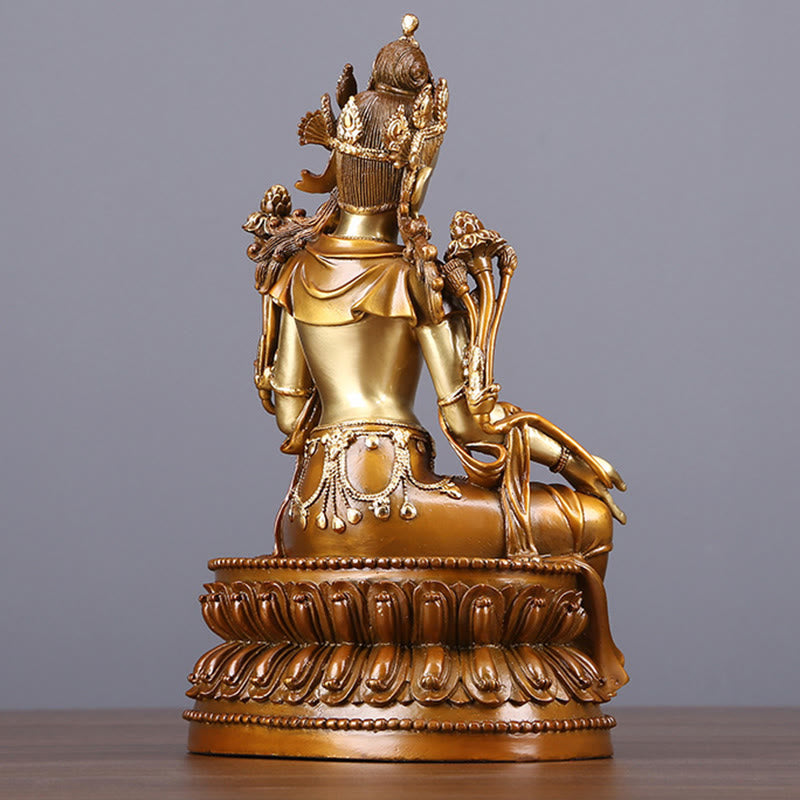 Buddha Stones Bodhisattva Tara Verde Figurilla Protección Estatua de Latón Cobre Decoración para el Hogar