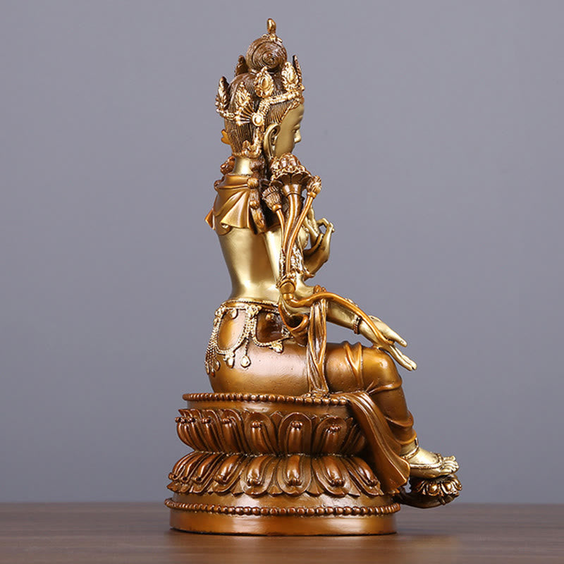 Buddha Stones Bodhisattva Tara Verde Figurilla Protección Estatua de Latón Cobre Decoración para el Hogar