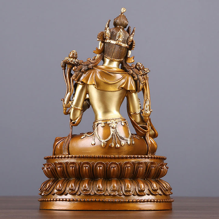 Buddha Stones Bodhisattva Tara Verde Figurilla Protección Estatua de Latón Cobre Decoración para el Hogar