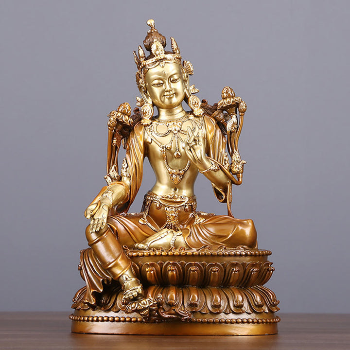Buddha Stones Bodhisattva Tara Verde Figurilla Protección Estatua de Latón Cobre Decoración para el Hogar