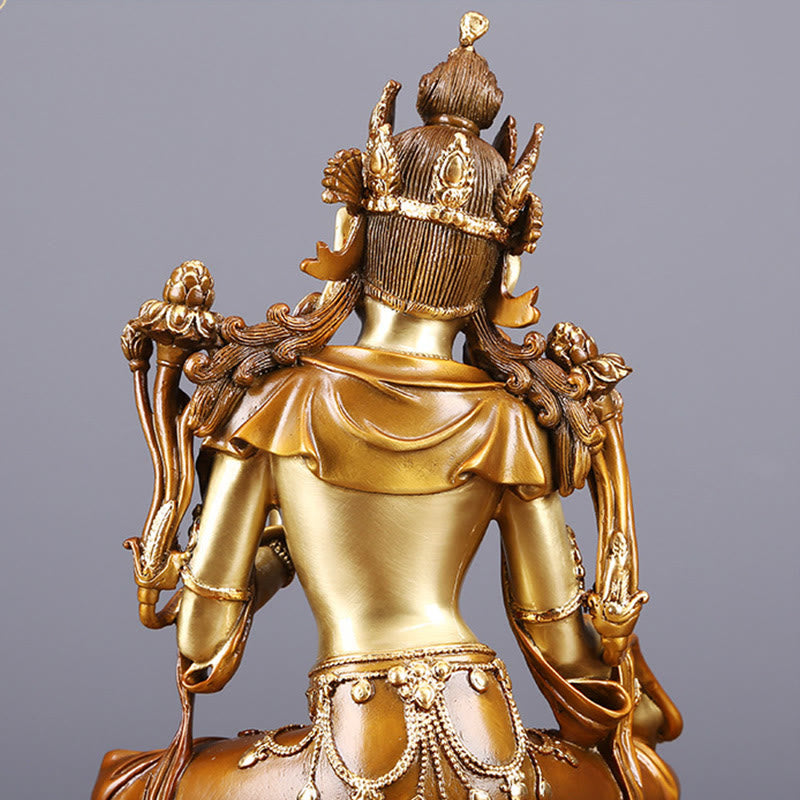 Buddha Stones Bodhisattva Tara Verde Figurilla Protección Estatua de Latón Cobre Decoración para el Hogar - image 7