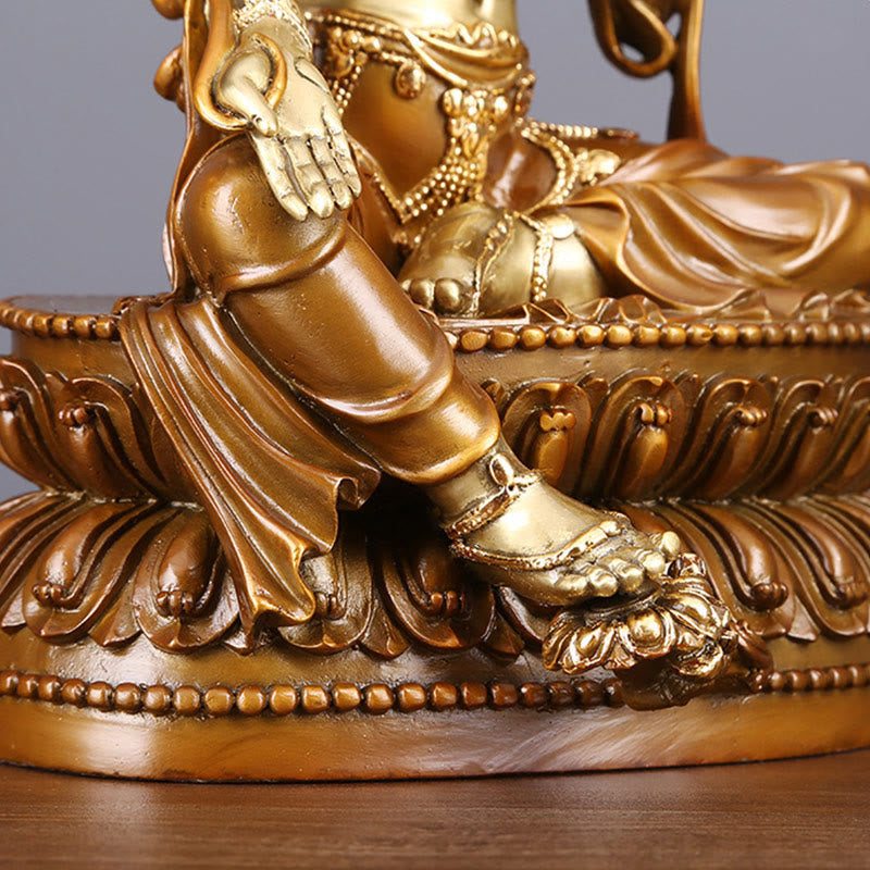 Buddha Stones Bodhisattva Tara Verde Figurilla Protección Estatua de Latón Cobre Decoración para el Hogar