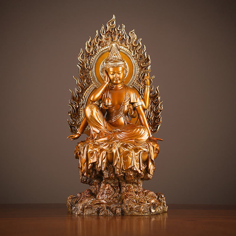 Buddha Stones Kwan Yin Avalokitesvara Éxito Estatua De Latón Y Cobre Decoración Para El Altar De La Oficina En Casa - Avalokiteshvara 24*19*51 cm - image 0