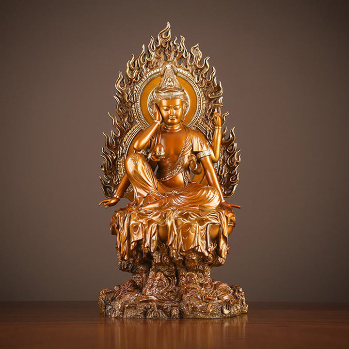 Buddha Stones Kwan Yin Avalokitesvara Éxito Estatua De Latón Y Cobre Decoración Para El Altar De La Oficina En Casa - Avalokiteshvara 24*19*51 cm - image 0