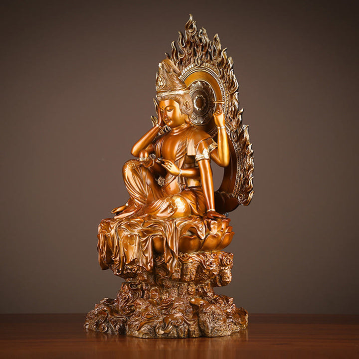 Buddha Stones Kwan Yin Avalokitesvara Éxito Estatua De Latón Y Cobre Decoración Para El Altar De La Oficina En Casa
