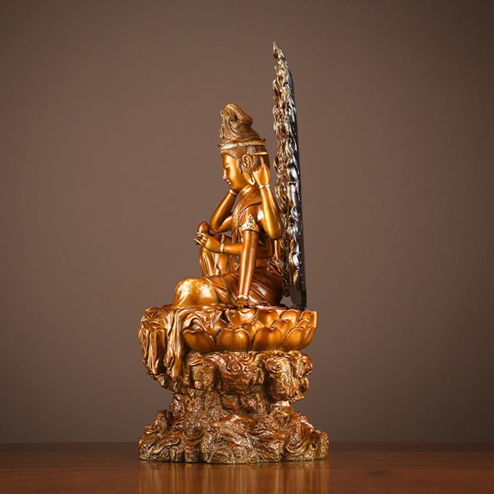 Buddha Stones Kwan Yin Avalokitesvara Éxito Estatua De Latón Y Cobre Decoración Para El Altar De La Oficina En Casa