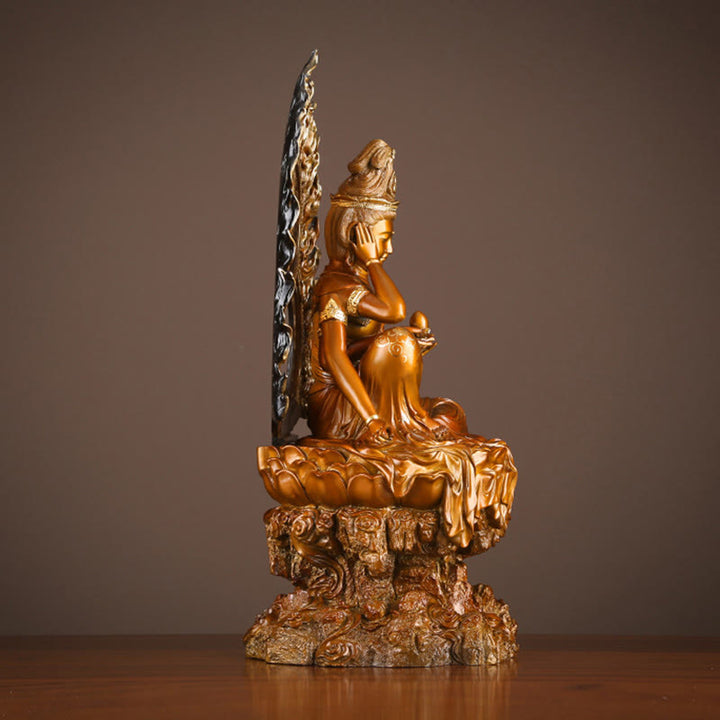 Buddha Stones Kwan Yin Avalokitesvara Éxito Estatua De Latón Y Cobre Decoración Para El Altar De La Oficina En Casa - image 3