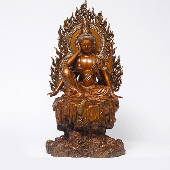 Buddha Stones Kwan Yin Avalokitesvara Éxito Estatua De Latón Y Cobre Decoración Para El Altar De La Oficina En Casa