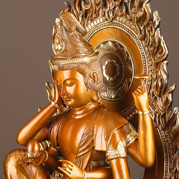Buddha Stones Kwan Yin Avalokitesvara Éxito Estatua De Latón Y Cobre Decoración Para El Altar De La Oficina En Casa - image 8