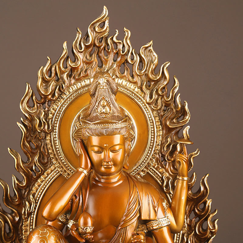 Buddha Stones Kwan Yin Avalokitesvara Éxito Estatua De Latón Y Cobre Decoración Para El Altar De La Oficina En Casa - image 7