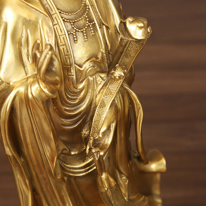 Buddha Stones Estatua De Latón Y Cobre De Kwan Yin Avalokitesvara De Pie Dorada De Riqueza Decoración De Escritorio En Casa - image 9