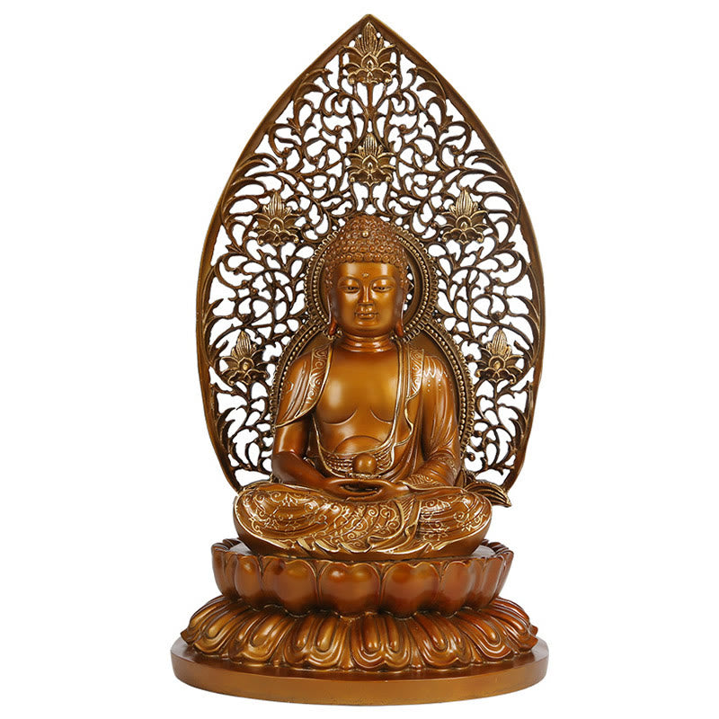 Buddha Stones Sakyamuni Amitabha Medicine Buddha Figurine Serenidad Estatua de Cobre Decoración de Ofrenda para el Hogar