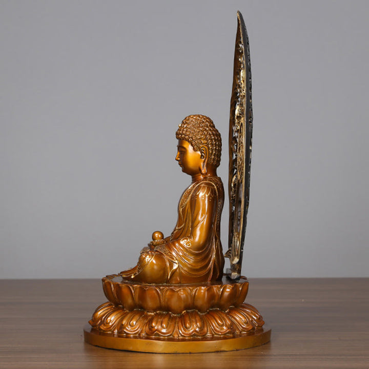 Buddha Stones Sakyamuni Amitabha Medicine Buddha Figurine Serenidad Estatua de Cobre Decoración de Ofrenda para el Hogar