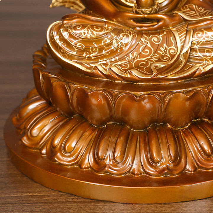 Buddha Stones Sakyamuni Amitabha Medicine Buddha Figurine Serenidad Estatua de Cobre Decoración de Ofrenda para el Hogar