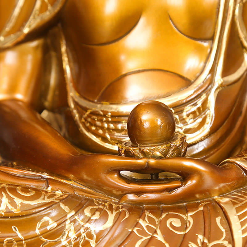 Buddha Stones Sakyamuni Amitabha Medicine Buddha Figurine Serenidad Estatua de Cobre Decoración de Ofrenda para el Hogar