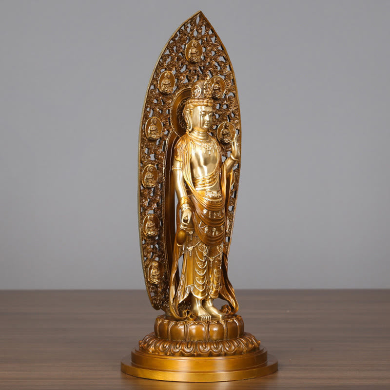 Buddha Stones Kwan Yin Avalokitesvara Aura Armonía Estatua de Latón y Cobre Decoración del Escritorio del Hogar - image 1