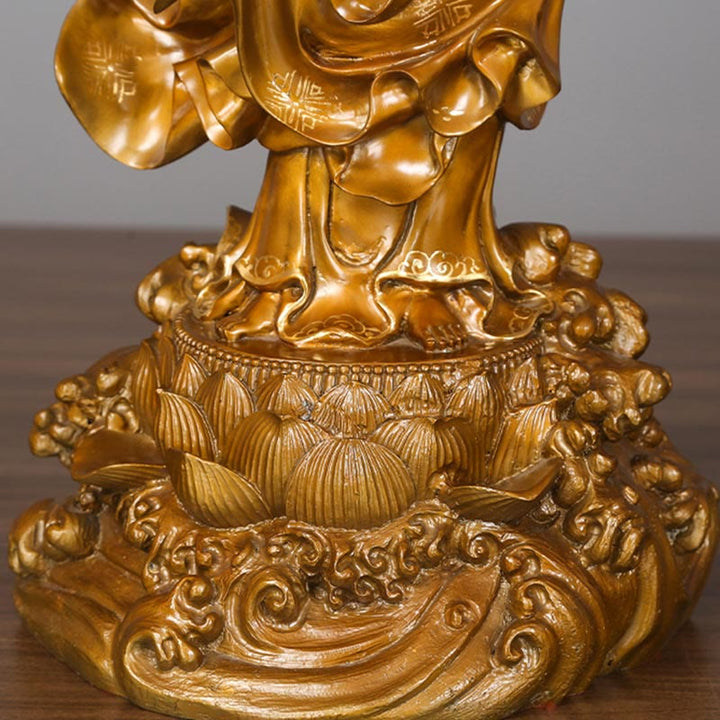 Estatua de cobre de Kwan Yin Avalokitesvara sosteniendo un jarrón Buda Stones Armonía de latón Decoración para el hogar - image 15