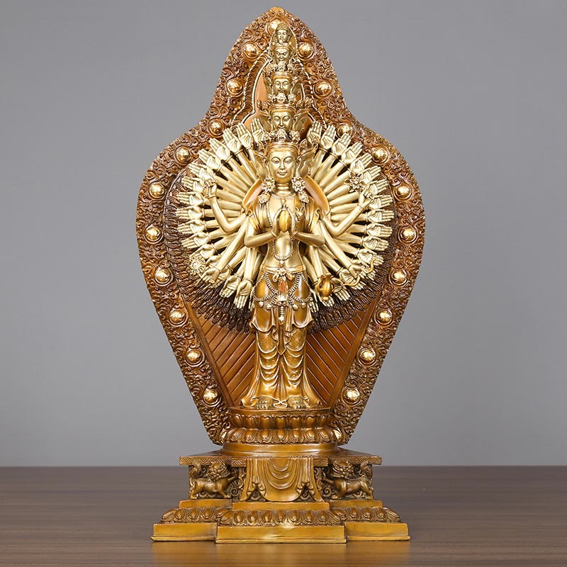 Buddha Stones Estatua de Decoración de Cobre y Latón de Kwan Yin de A mil Manos Avalokitesvara Hecha a Mano - image 9
