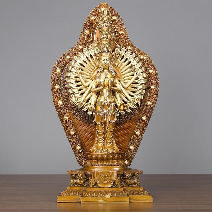 Buddha Stones Estatua de Decoración de Cobre y Latón de Kwan Yin de A mil Manos Avalokitesvara Hecha a Mano - image 9