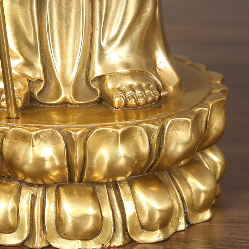 Figura del Bodhisattva Ksitigarbha de Buddha Stones Estatua de Cobre de Compasión Decoración para Ofrendas en el Hogar