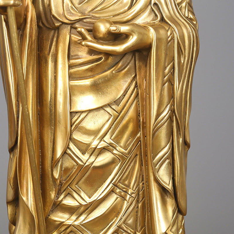 Figura del Bodhisattva Ksitigarbha de Buddha Stones Estatua de Cobre de Compasión Decoración para Ofrendas en el Hogar - image 8