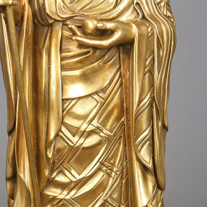 Figura del Bodhisattva Ksitigarbha de Buddha Stones Estatua de Cobre de Compasión Decoración para Ofrendas en el Hogar - image 8