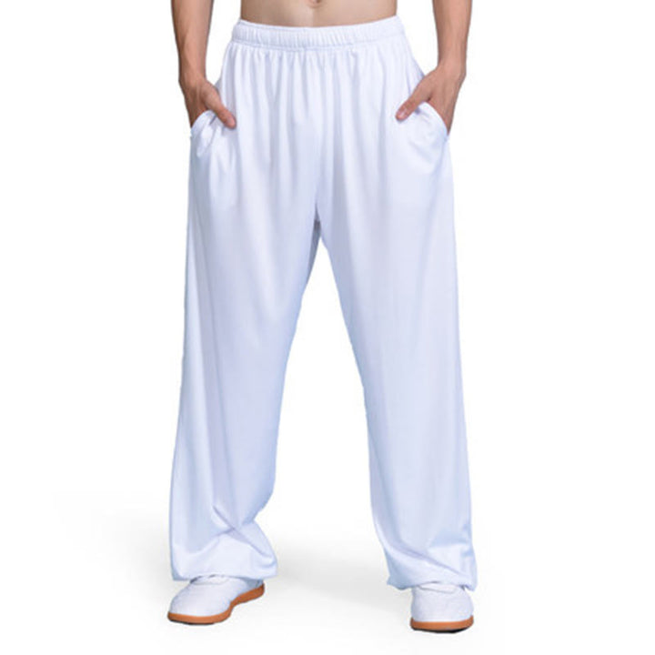 Pantalones de práctica de Tai Chi y Qigong unisex de verano con cintura elástica y bolsillos de Buddha Stones - Blanco - 3XL- APTO PARA US . UK/AU - 2XL - image 7