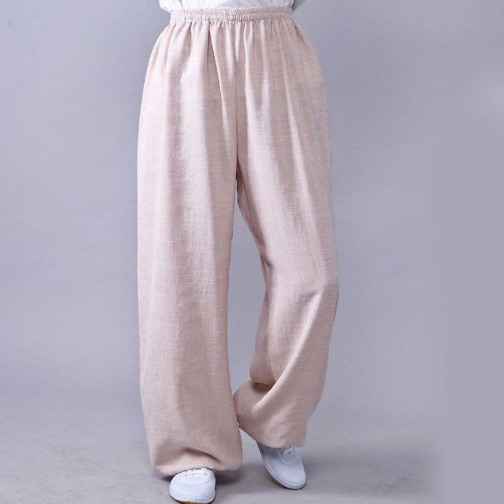 Pantalones de verano de Buddha Stones con cintura elástica para la práctica de Tai Chi y Qigong, de algodón y lino unisex - Lino - 3XL- APTO PARA US. UK/ AU/UE - 2XL - image 10