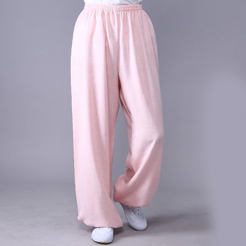 Pantalones de verano de Buddha Stones con cintura elástica para la práctica de Tai Chi y Qigong, de algodón y lino unisex - Lavanda Rubor - 3XL- APTO PARA US. UK/ AU/UE - 2XL - image 18