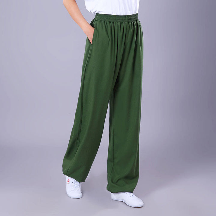 Pantalones de verano unisex de Buddha Stones con cintura elástica para la práctica de Tai Chi Qigong, transpirables, de algodón y lino, con bolsillos - Verde mar oscuro - 3XL- APTO PARA US . UK/AU - 2XL - image 18