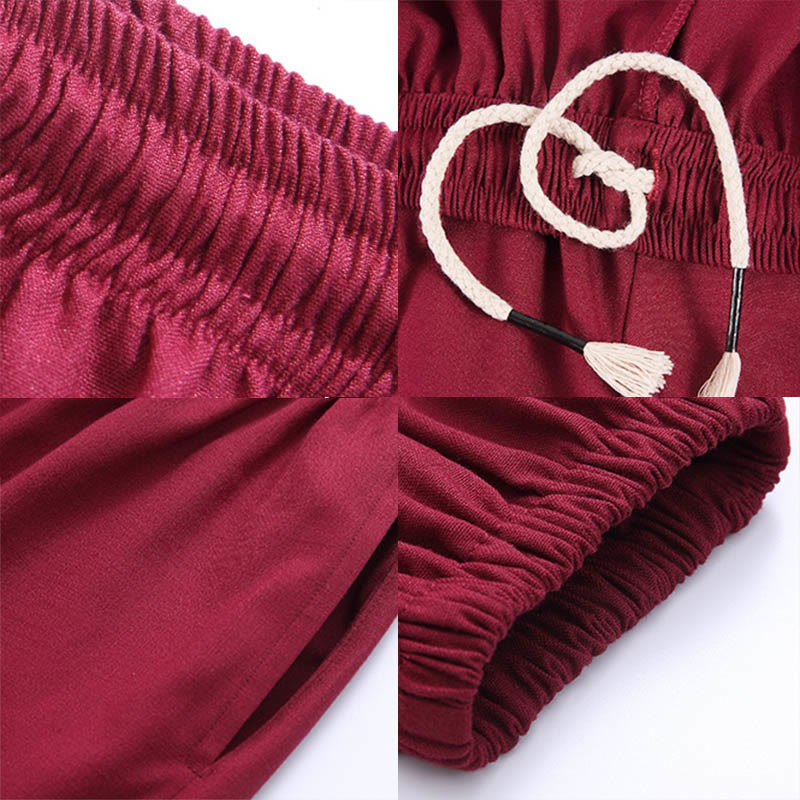 Pantalones de verano unisex de Buddha Stones con cintura elástica para la práctica de Tai Chi Qigong, transpirables, de algodón y lino, con bolsillos - image 16