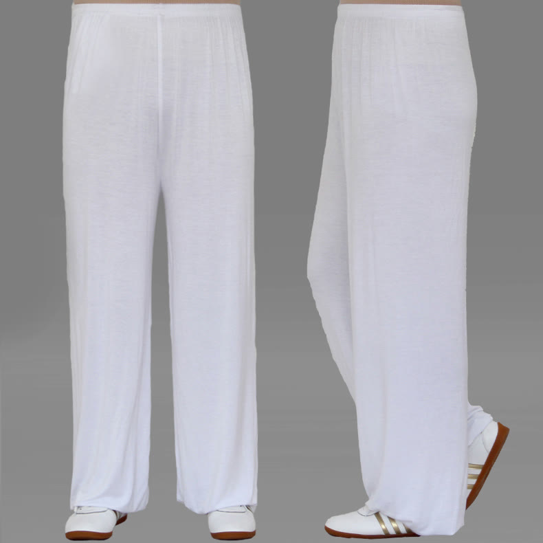Pantalones Unisex Modal para Practicar Tai Chi y Qigong de Verano con Cintura Elástica de Buddha Stones - Blanco - 3XL- APTO PARA US . UK/AU - 2XL - image 10