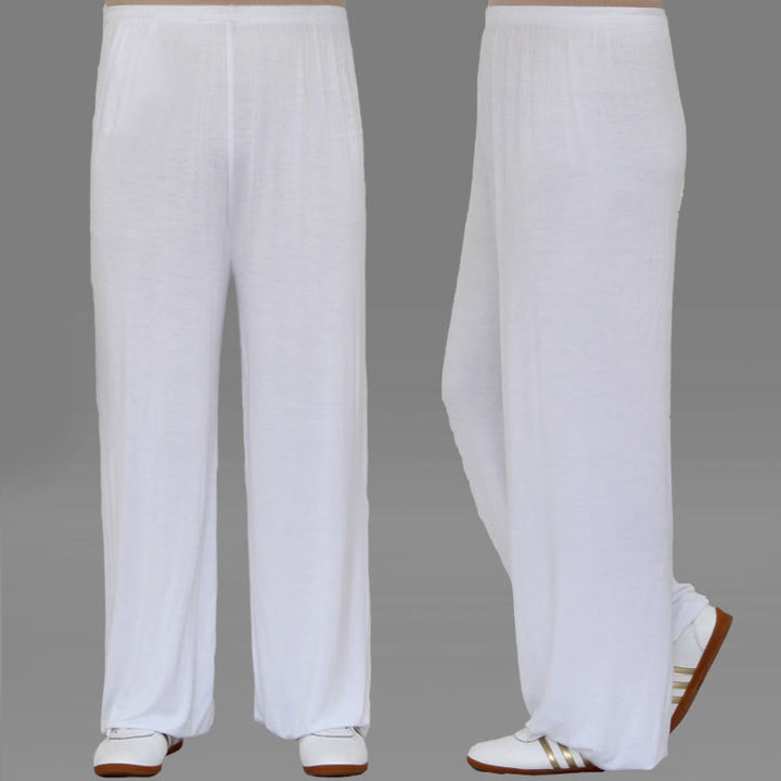 Pantalones Unisex Modal para Practicar Tai Chi y Qigong de Verano con Cintura Elástica de Buddha Stones - Blanco - 3XL- APTO PARA US . UK/AU - 2XL - image 10