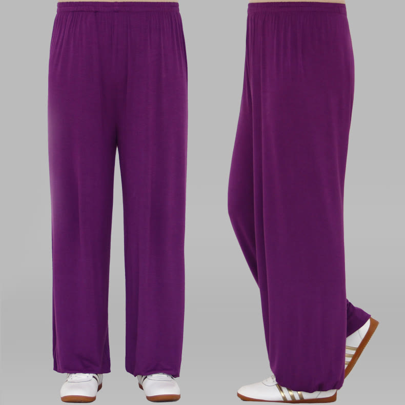 Pantalones Unisex Modal para Practicar Tai Chi y Qigong de Verano con Cintura Elástica de Buddha Stones - Púrpura - 3XL- APTO PARA US . UK/AU - 2XL - image 7