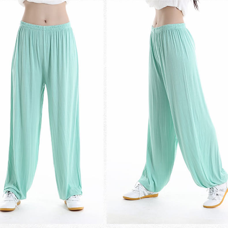 Pantalones Unisex Modal para Practicar Tai Chi y Qigong de Verano con Cintura Elástica de Buddha Stones - Crema de menta - 3XL- APTO PARA US . UK/AU - 2XL - image 19