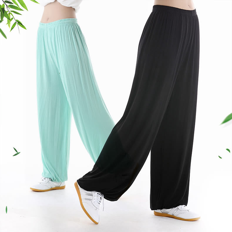 Pantalones Unisex Modal para Practicar Tai Chi y Qigong de Verano con Cintura Elástica de Buddha Stones - image 20
