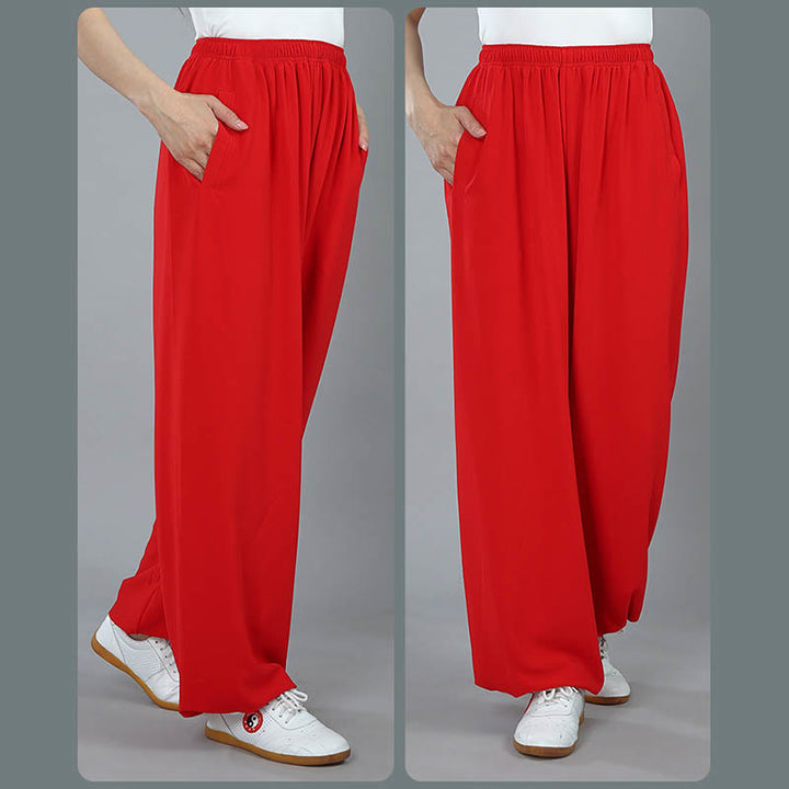 Pantalones unisex de verano con cintura elástica para practicar Tai Chi, Kung Fu y Qigong, transpirables y con bolsillos, con Buddha Stones. - image 16